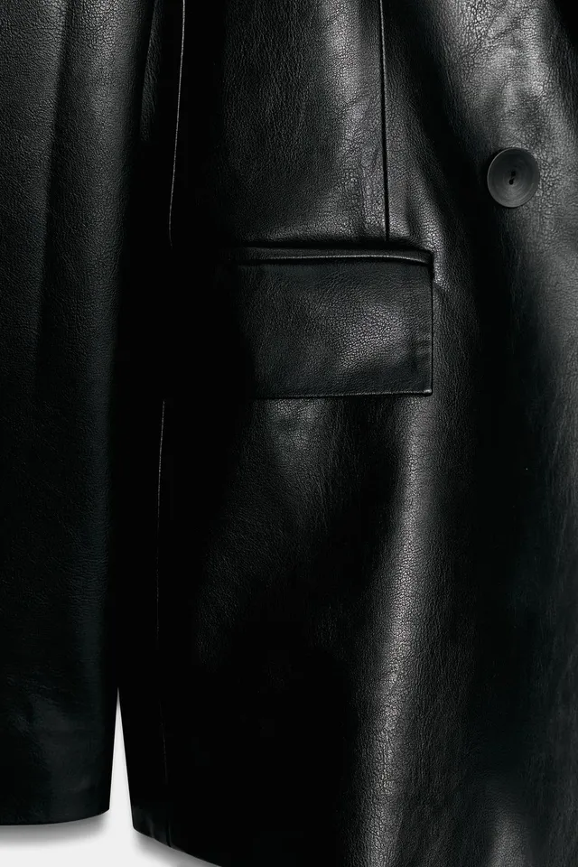 LEATHER EFFECT DOUBLE-BREASTED BLAZER – image 9