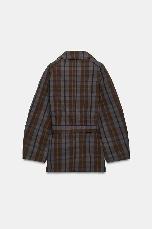 BELTED CHECK TRENCH COAT – صورة 11