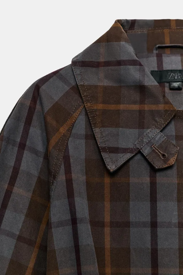 BELTED CHECK TRENCH COAT – صورة 12