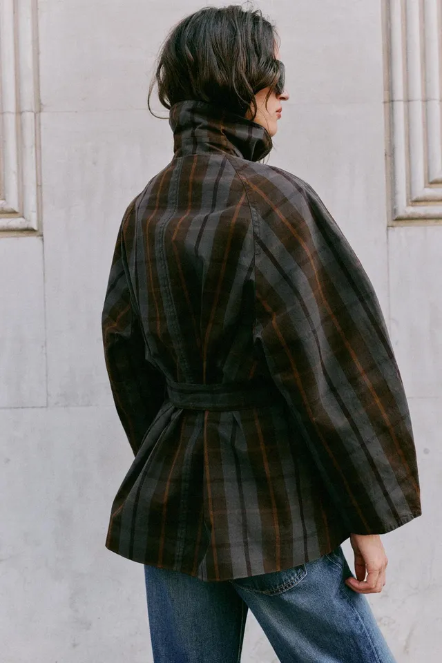 BELTED CHECK TRENCH COAT – صورة 9