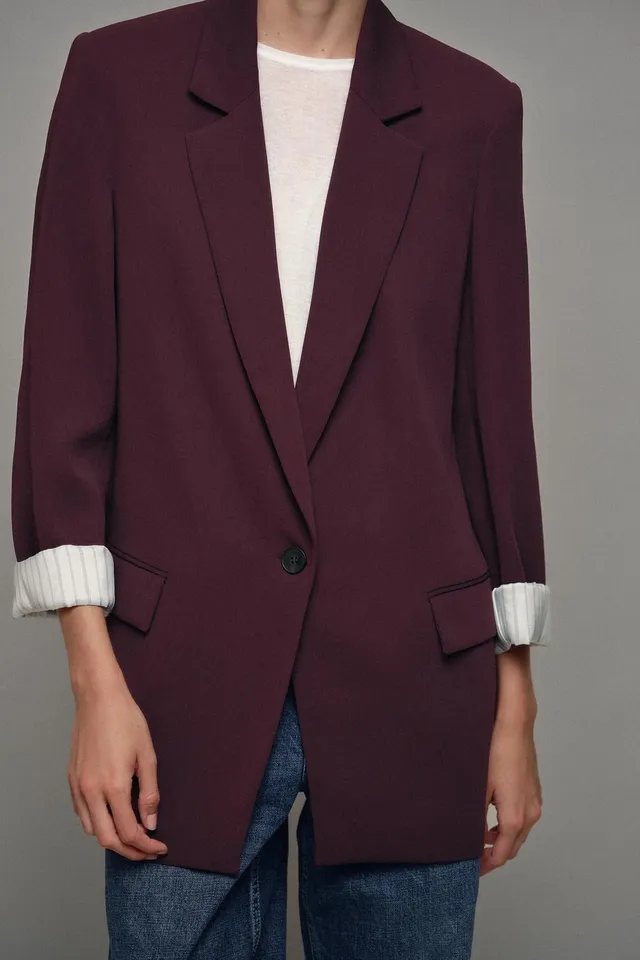 BLAZER WITH SHOULDER PADS AND PRINTED CUFFS – image 2