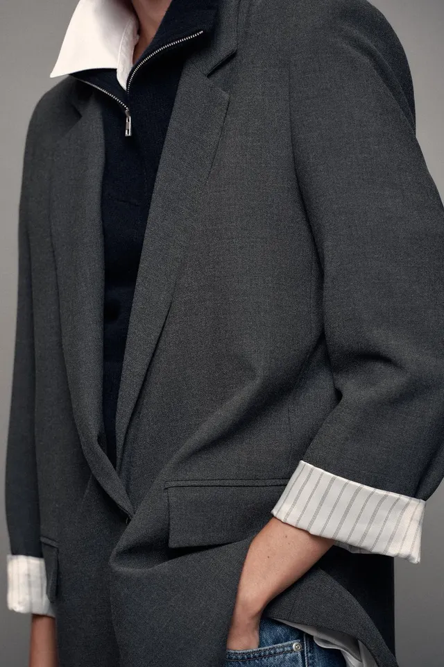 BLAZER WITH SHOULDER PADS AND PRINTED CUFFS – image 5