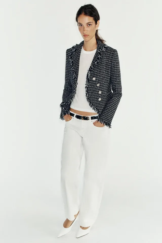 FRAYED TEXTURED BLAZER