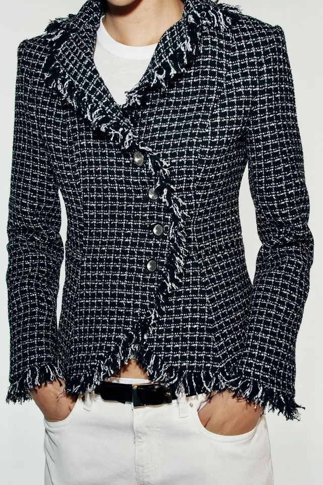 FRAYED TEXTURED BLAZER – image 2