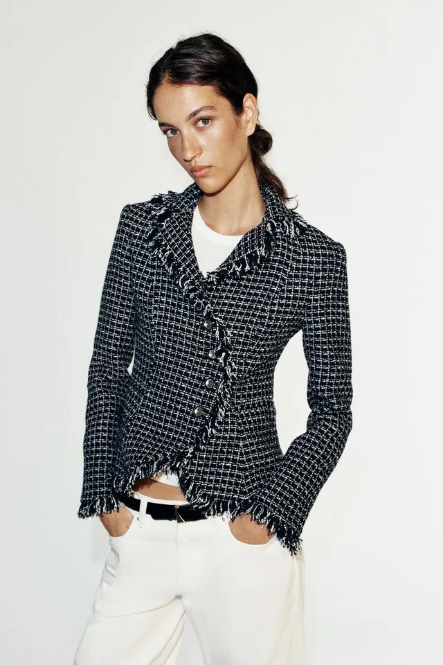FRAYED TEXTURED BLAZER – image 4