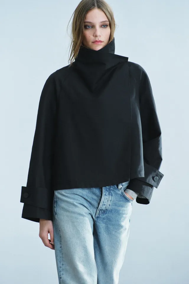ZW COLLECTION SHORT TRENCH COAT WITH STAND COLLAR – image 2