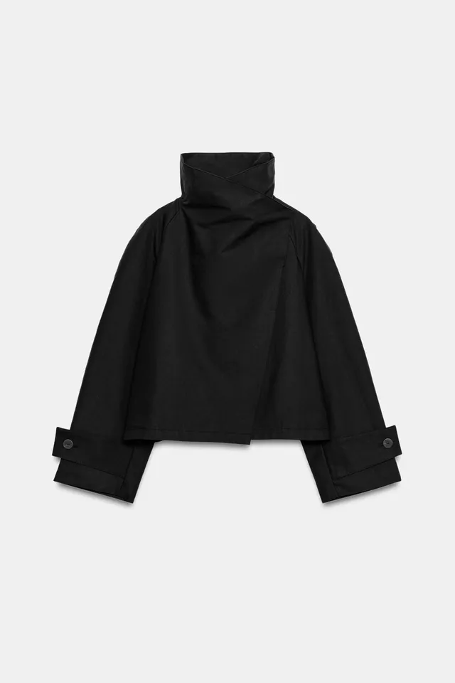 ZW COLLECTION SHORT TRENCH COAT WITH STAND COLLAR – image 5