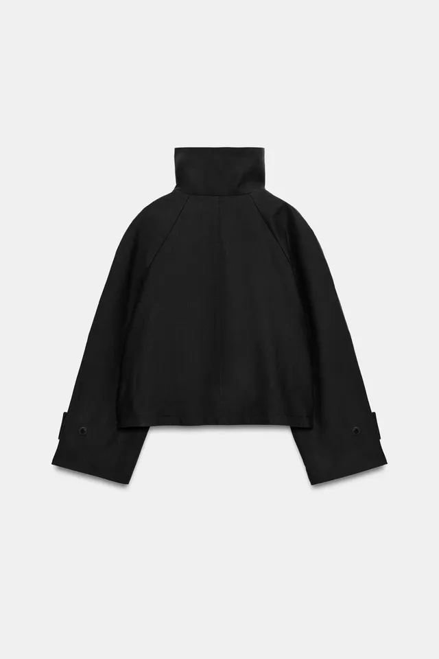 ZW COLLECTION SHORT TRENCH COAT WITH STAND COLLAR – image 6