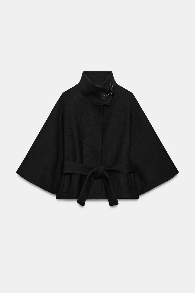 WOOL BLEND CAPE COAT WITH BELT – image 6