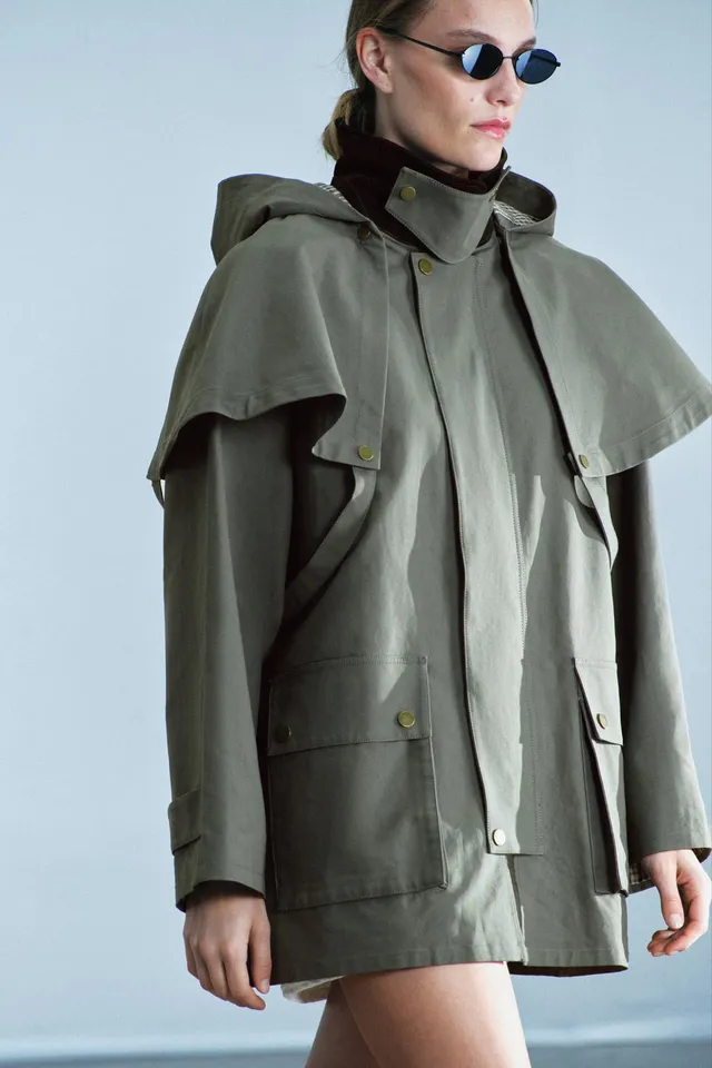 ZW COLLECTION CONTRAST COLLAR HOODED TRENCH COAT – image 3