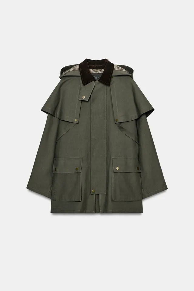 ZW COLLECTION CONTRAST COLLAR HOODED TRENCH COAT – image 4