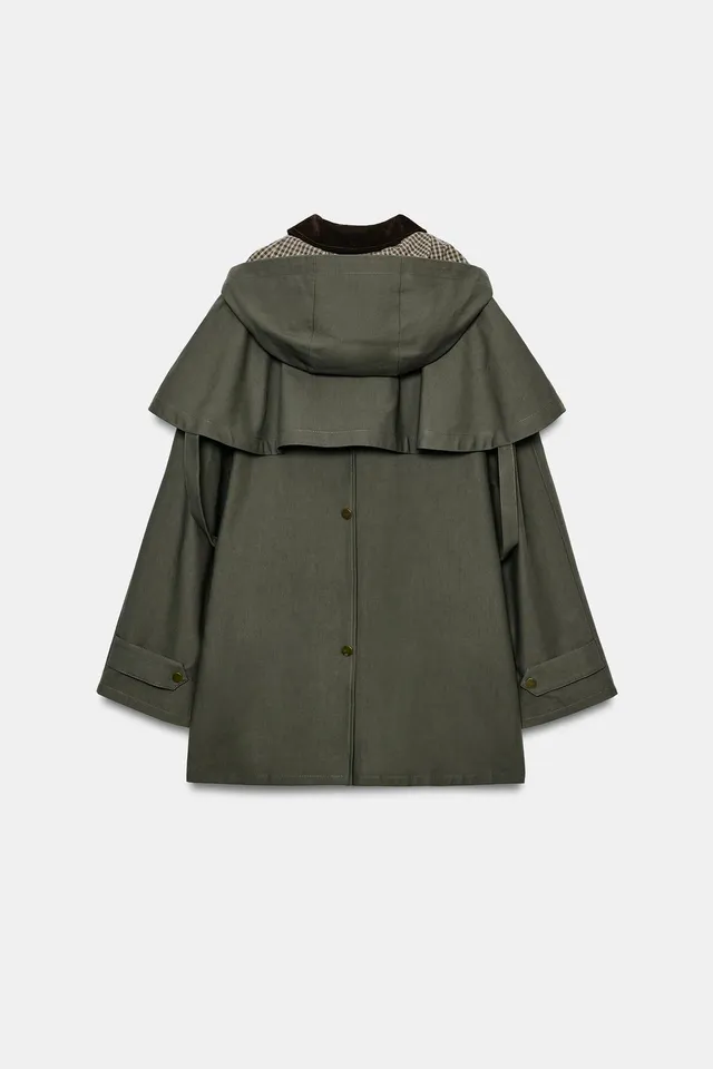 ZW COLLECTION CONTRAST COLLAR HOODED TRENCH COAT – image 5