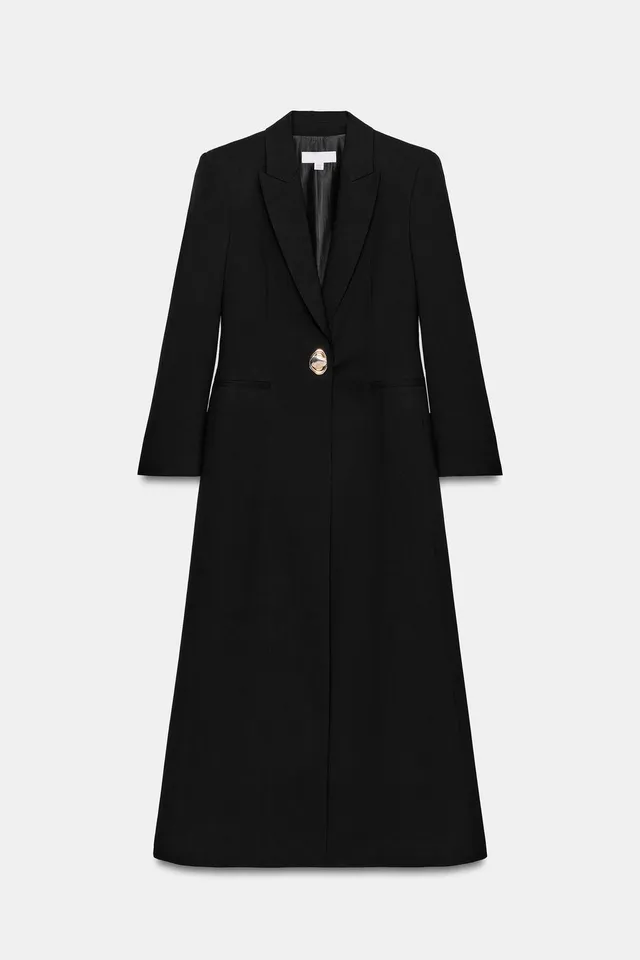 LONG BLAZER WITH SHOULDER PADS AND GOLD BUTTON – image 8