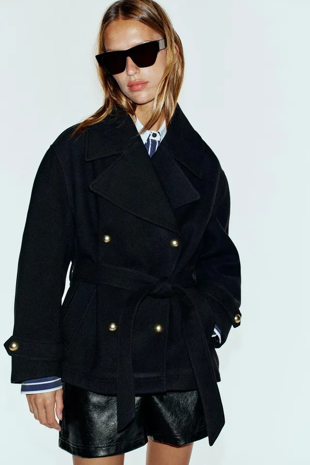 DOUBLE-BREASTED BELTED COAT – image 2