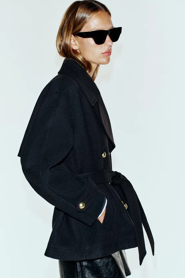 DOUBLE-BREASTED BELTED COAT – image 4