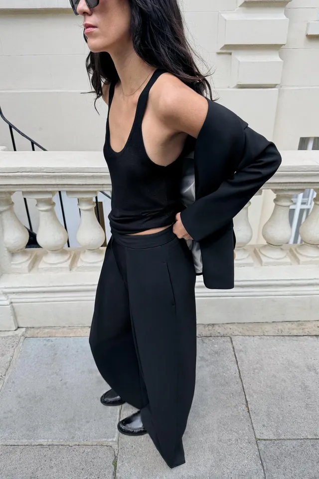 PLEATED WIDE-LEG TROUSERS – صورة 4
