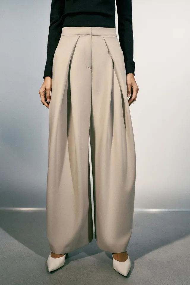 PLEATED WIDE-LEG TROUSERS – image 2