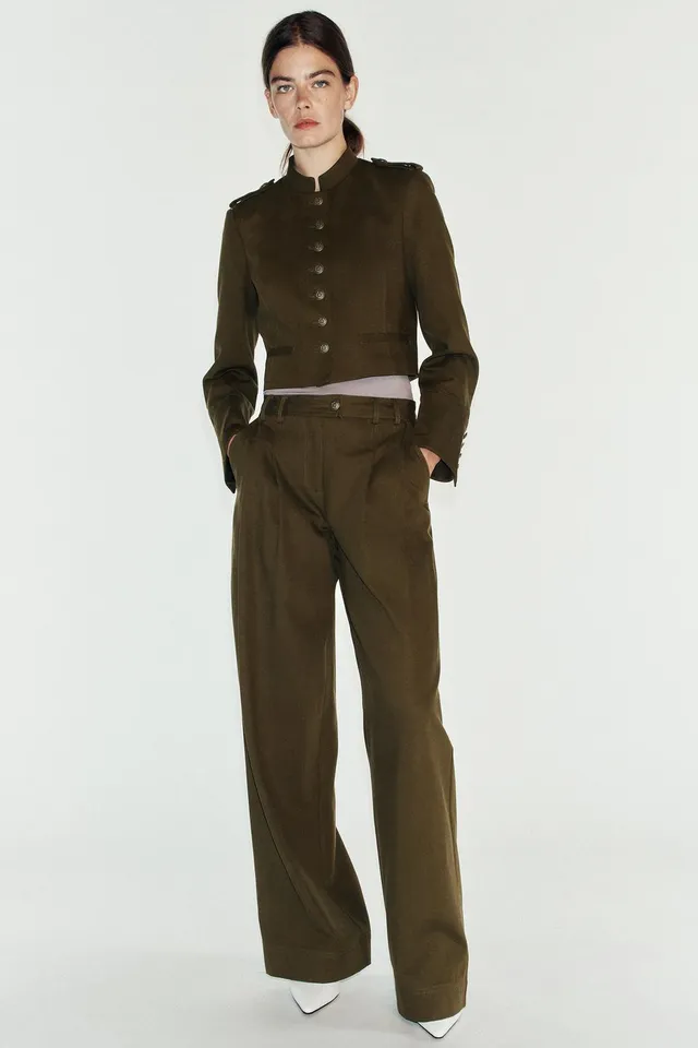 WIDE-LEG DARTED TROUSERS