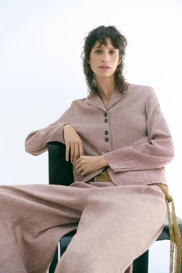 ZW COLLECTION LINEN BLEND TROUSERS WITH SIDE SLITS – صورة 2