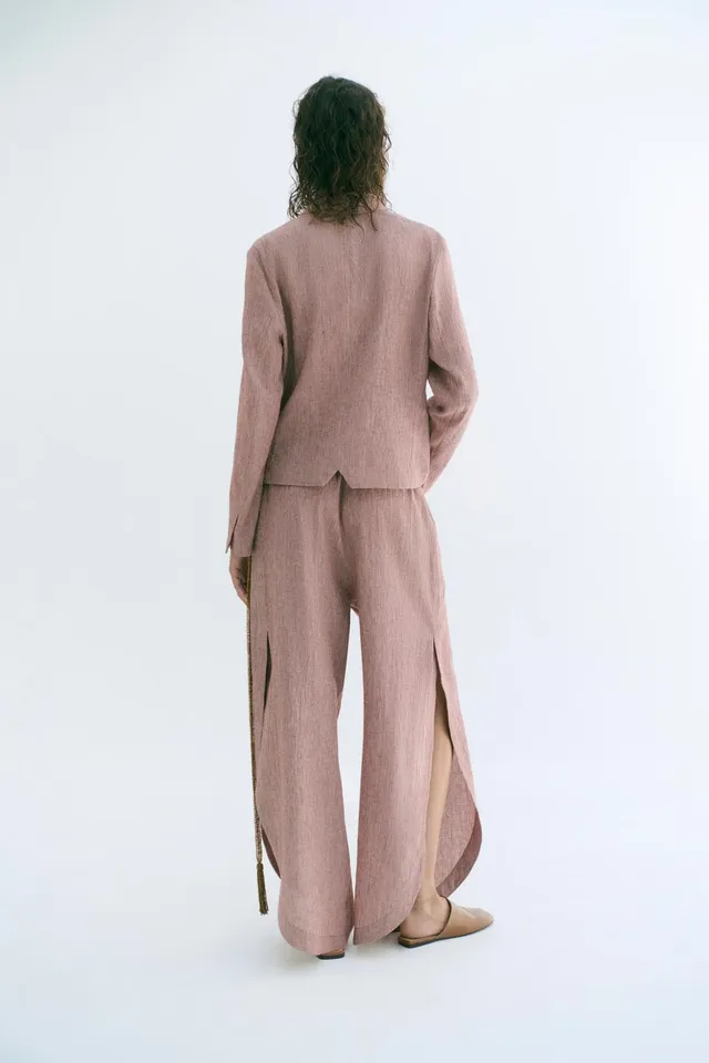 ZW COLLECTION LINEN BLEND TROUSERS WITH SIDE SLITS – صورة 3