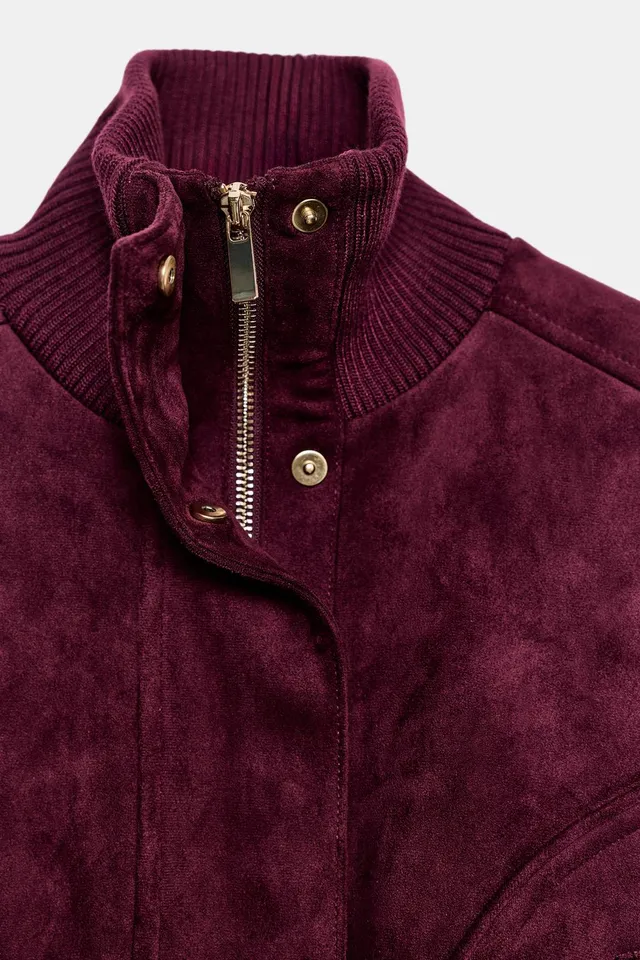 FAUX SUEDE HIGH-NECK JACKET – image 10
