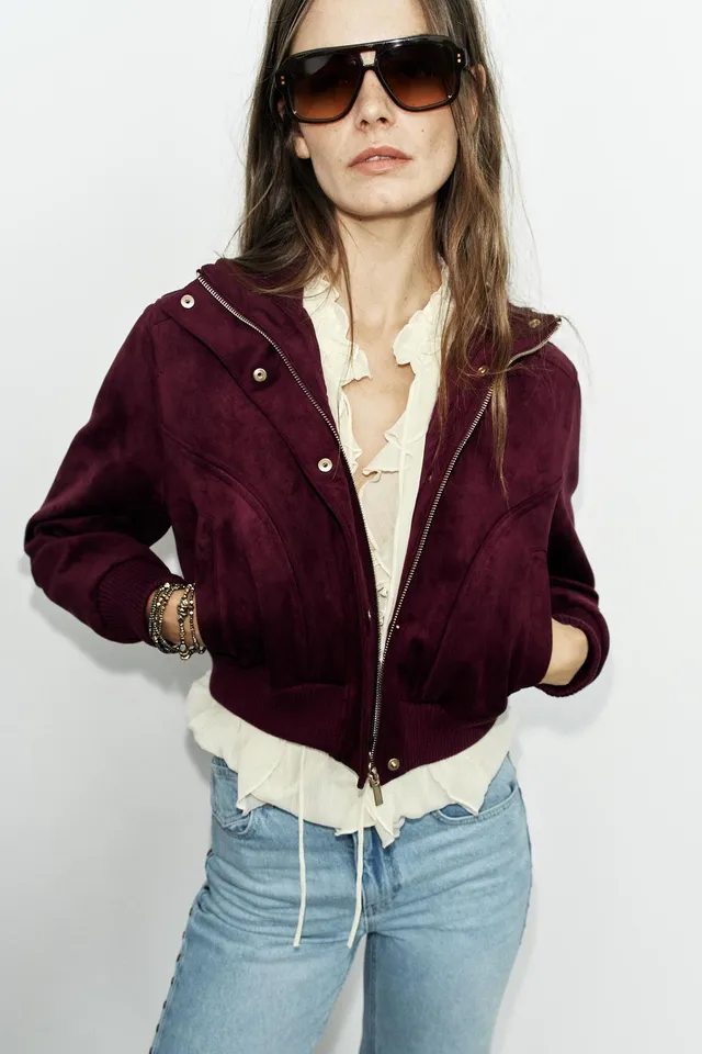 FAUX SUEDE HIGH-NECK JACKET – image 2