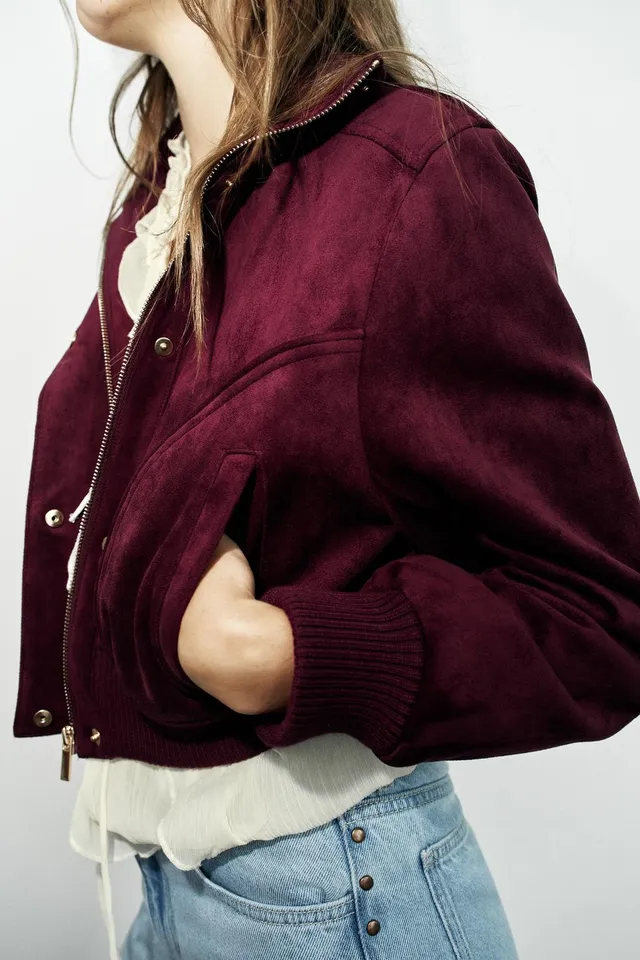 FAUX SUEDE HIGH-NECK JACKET – image 3