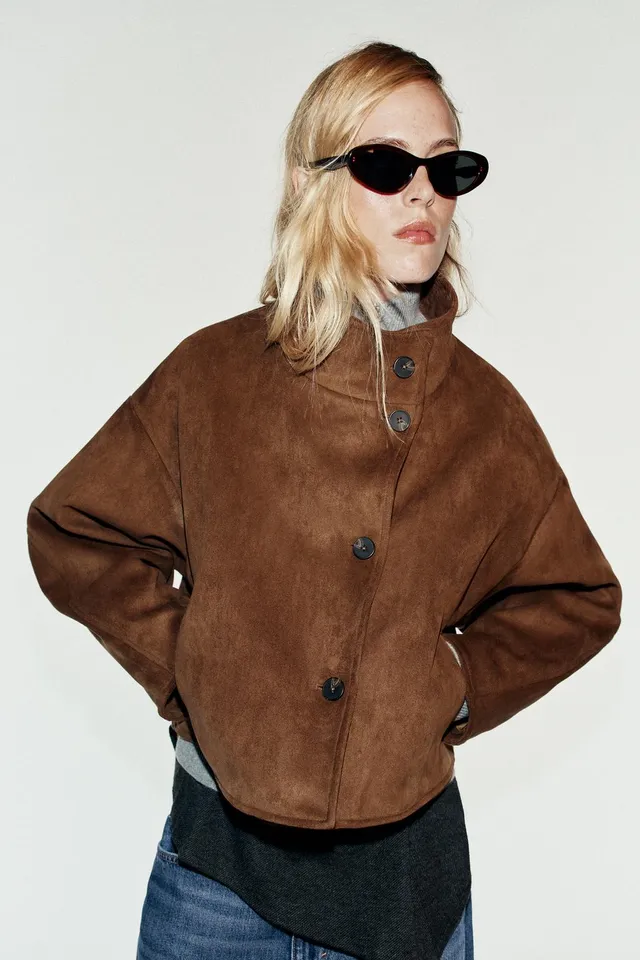 CROPPED FAUX SUEDE JACKET – image 2