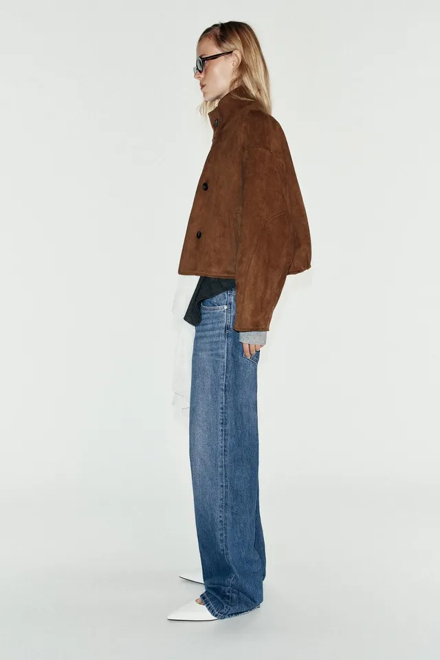 CROPPED FAUX SUEDE JACKET – image 3
