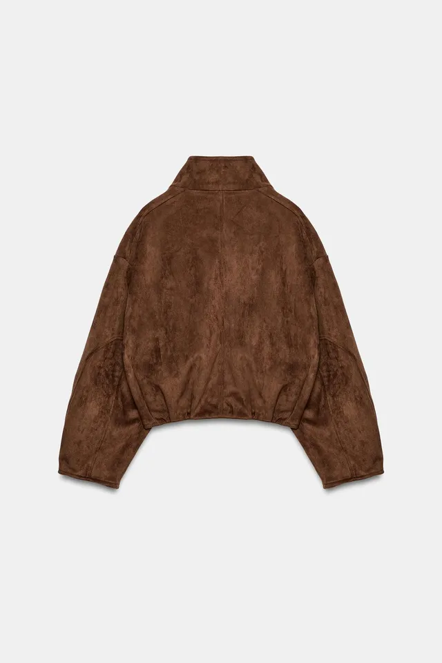 CROPPED FAUX SUEDE JACKET – image 8