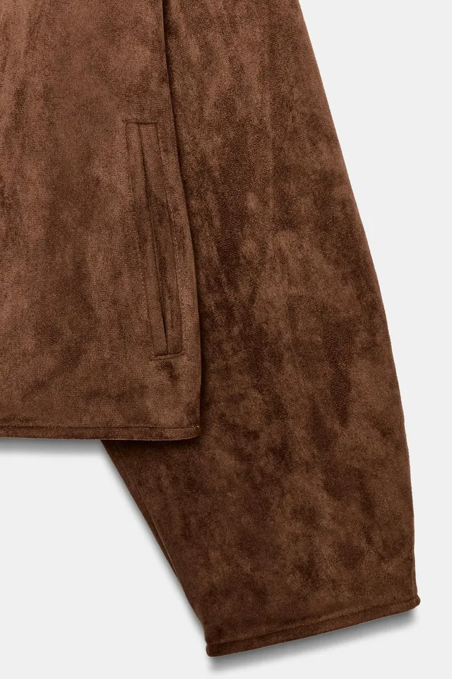 CROPPED FAUX SUEDE JACKET – image 9