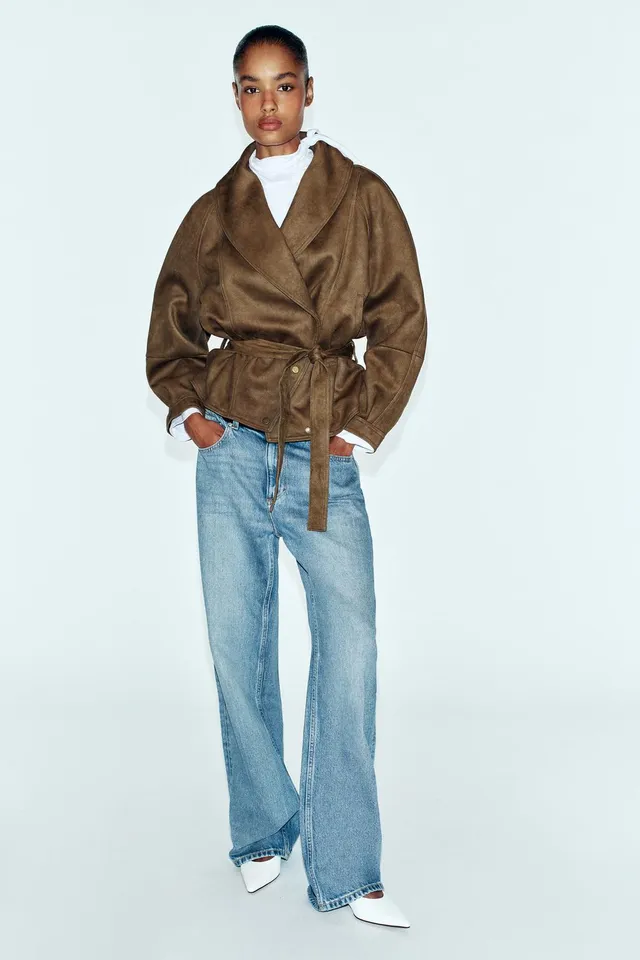 FAUX SUEDE JACKET WITH BELT