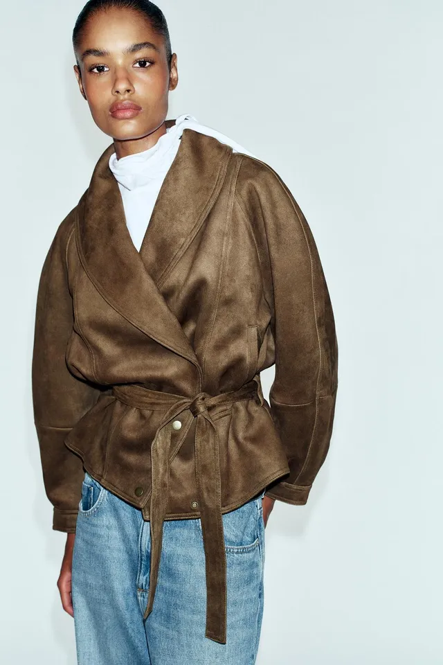 FAUX SUEDE JACKET WITH BELT – image 2