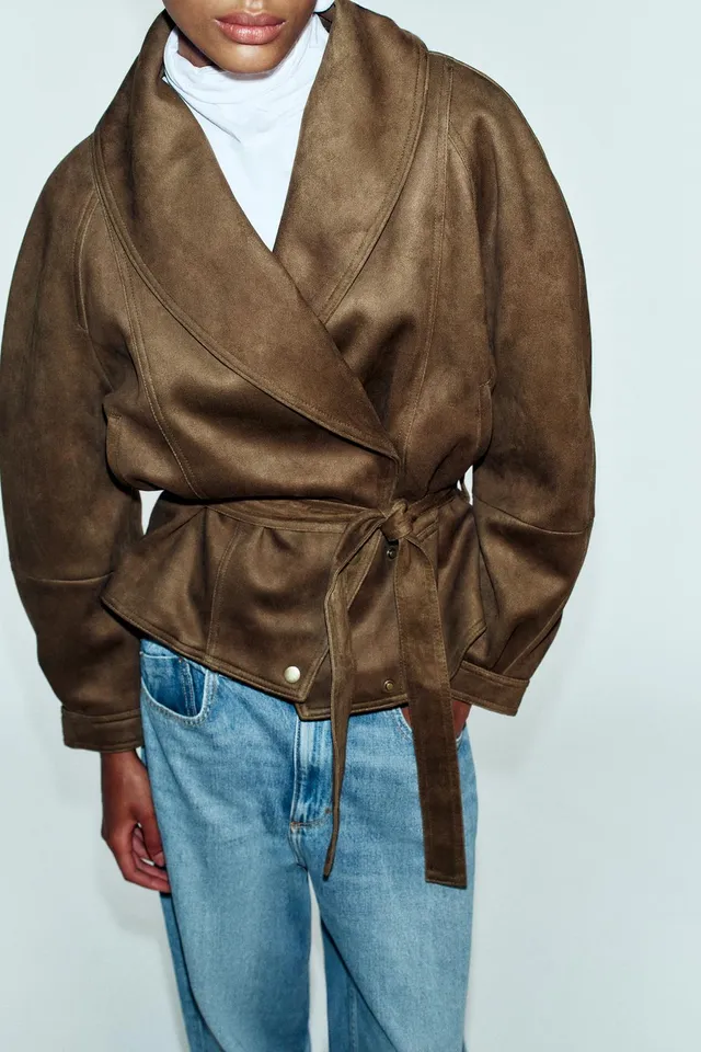 FAUX SUEDE JACKET WITH BELT – image 3
