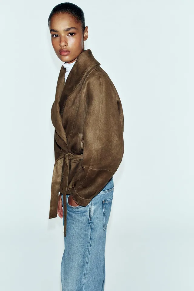 FAUX SUEDE JACKET WITH BELT – image 5