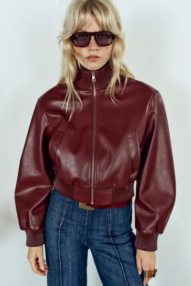 CROPPED SHOULDER PAD BOMBER JACKET – image 5