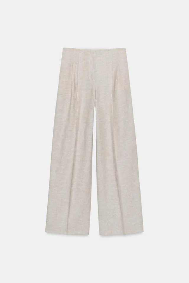 STRAIGHT-LEG LINEN BLEND DARTER TROUSERS – صورة 7