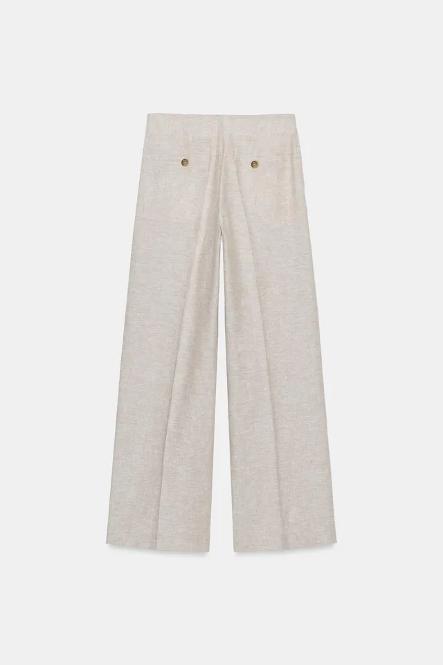 STRAIGHT-LEG LINEN BLEND DARTER TROUSERS – صورة 8
