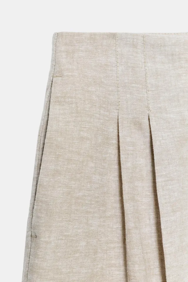 STRAIGHT-LEG LINEN BLEND DARTER TROUSERS – صورة 9