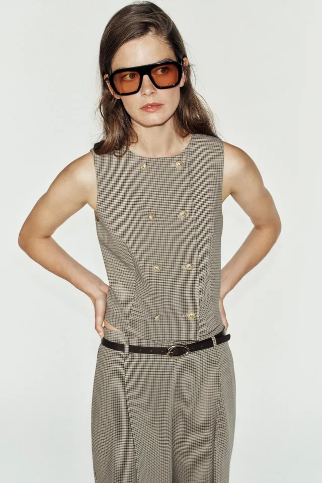 CHECKED CROP WAISTCOAT – image 2