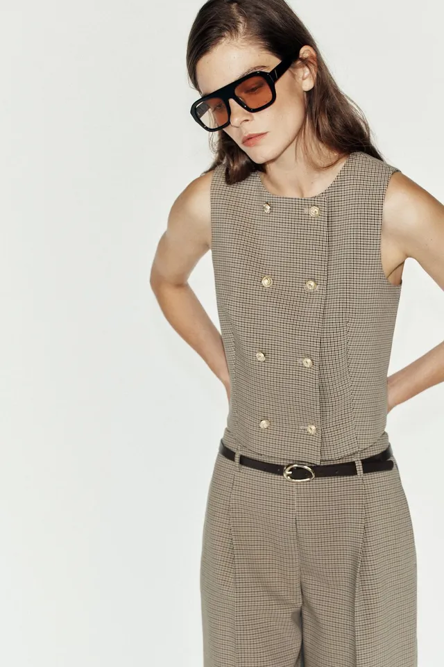 CHECKED CROP WAISTCOAT – image 4
