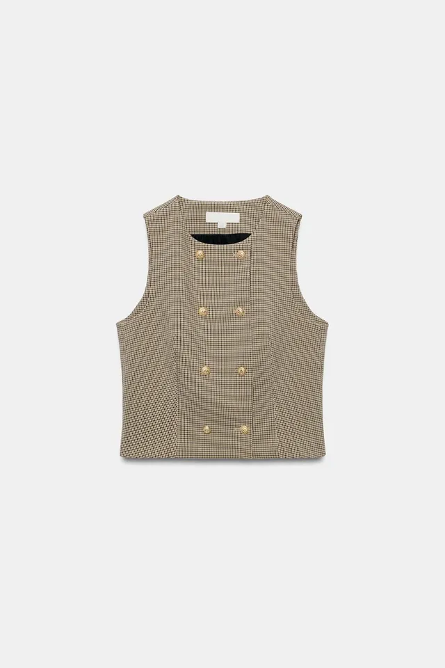 CHECKED CROP WAISTCOAT – image 6