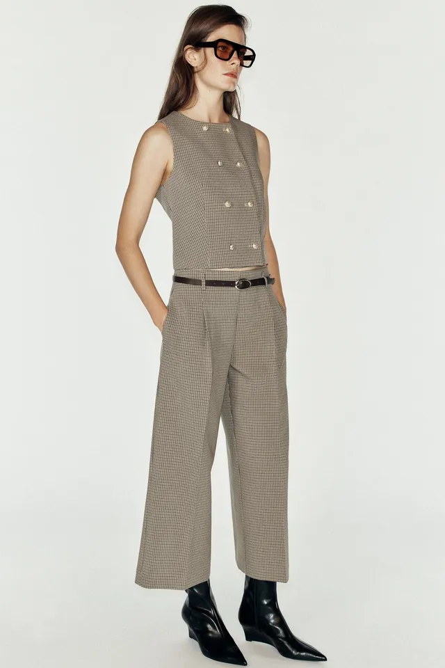 CHECKED TROUSERS WITH BELT