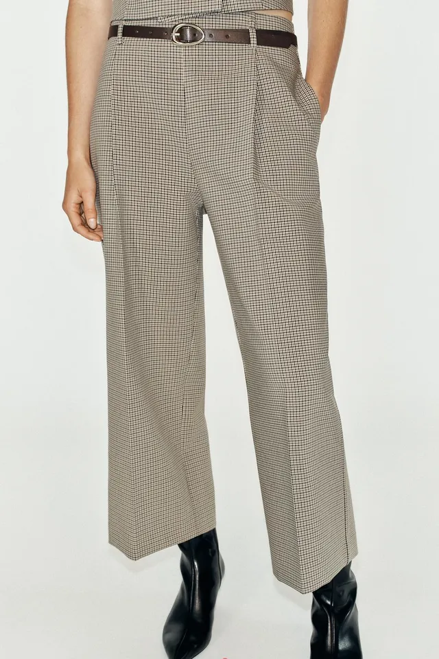 CHECKED TROUSERS WITH BELT – image 2