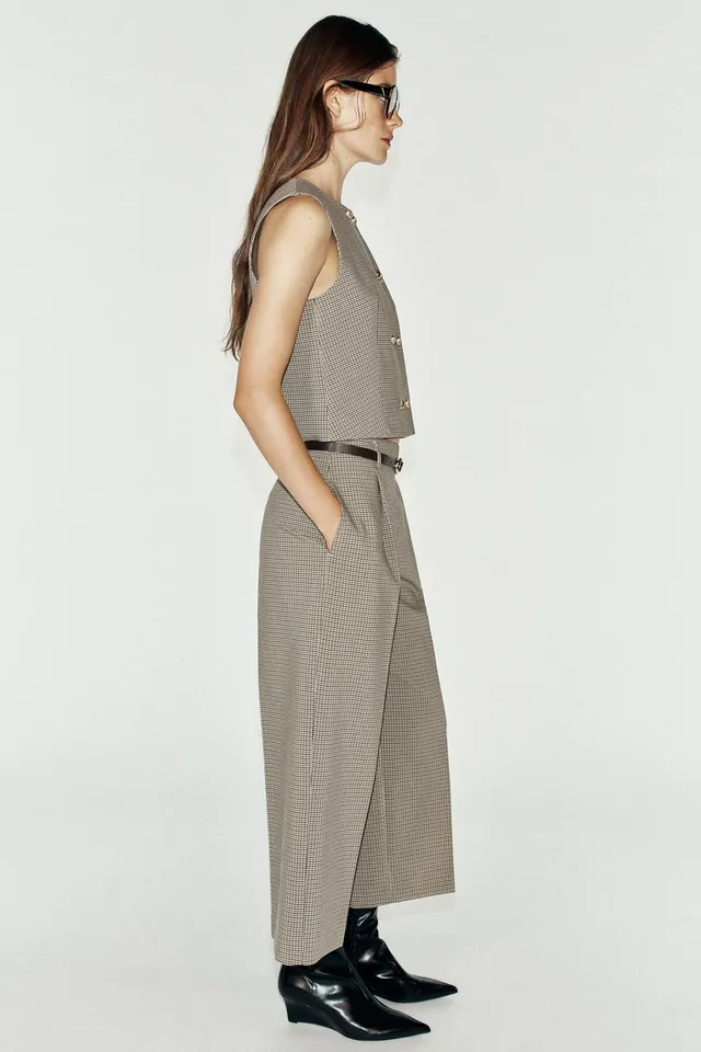 CHECKED TROUSERS WITH BELT – image 3