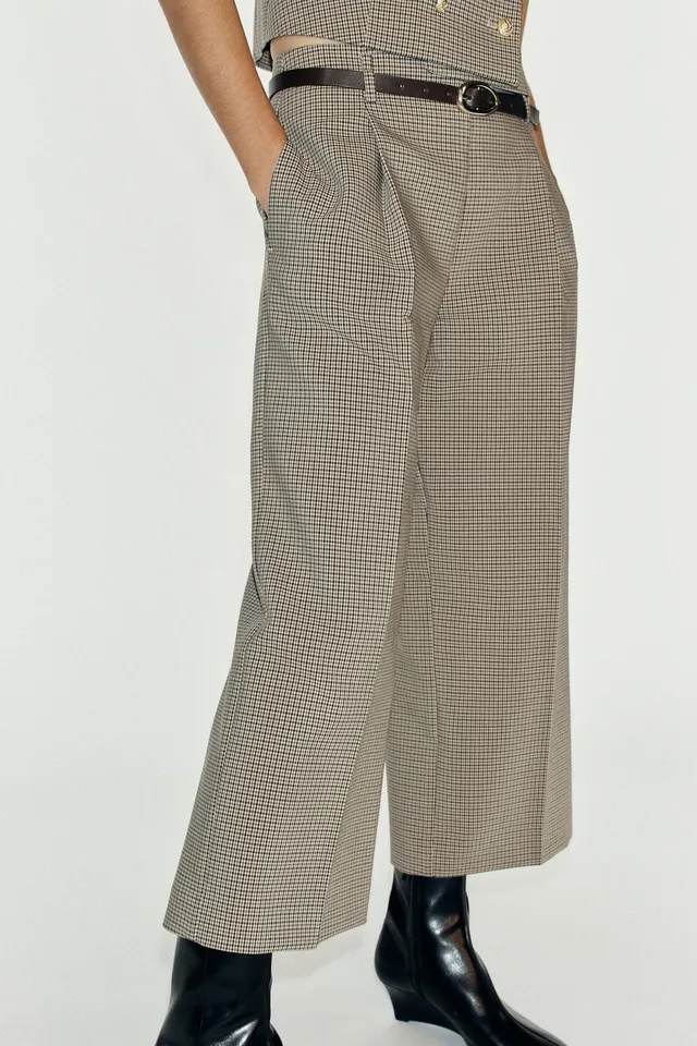 CHECKED TROUSERS WITH BELT – image 5