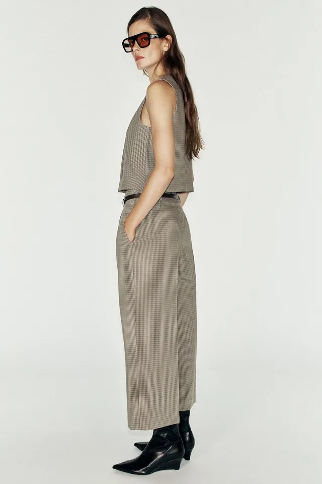 CHECKED TROUSERS WITH BELT – image 6