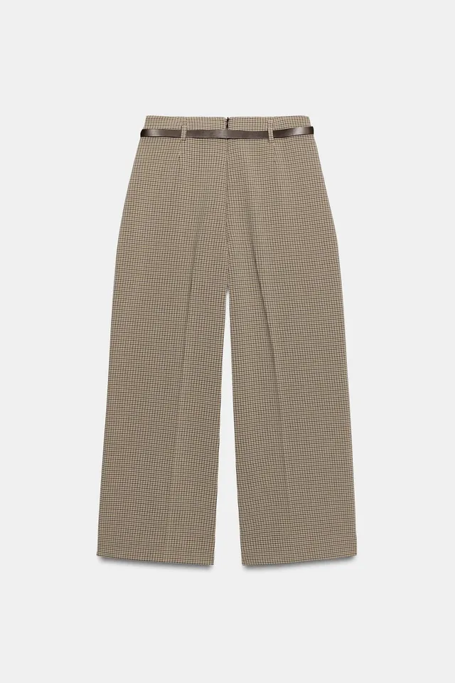 CHECKED TROUSERS WITH BELT – image 8