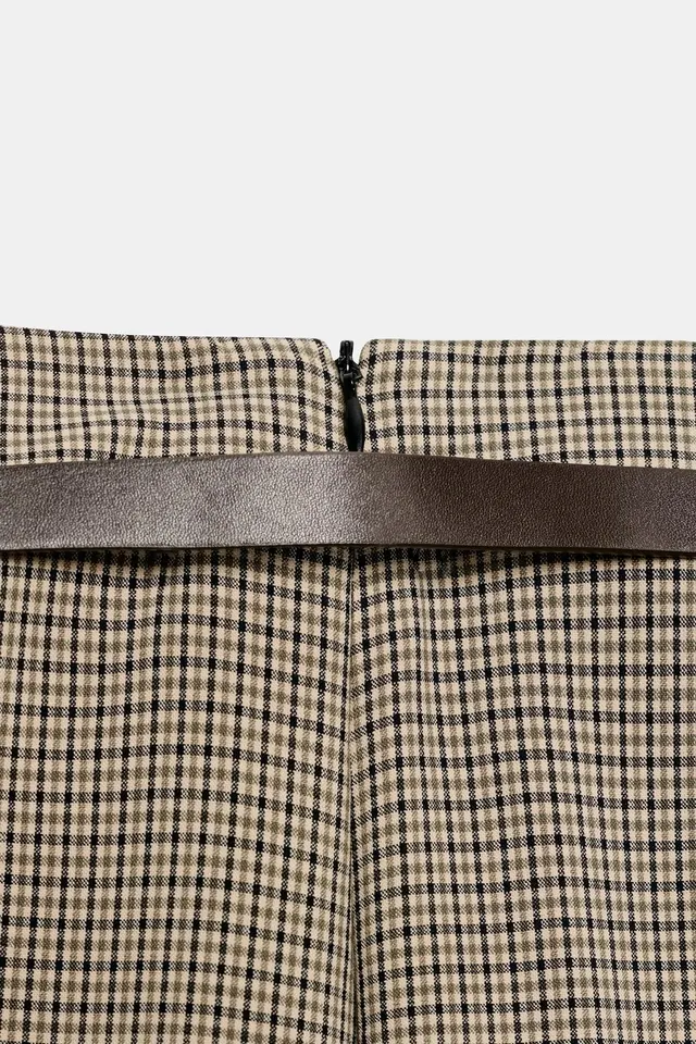 CHECKED TROUSERS WITH BELT – image 9