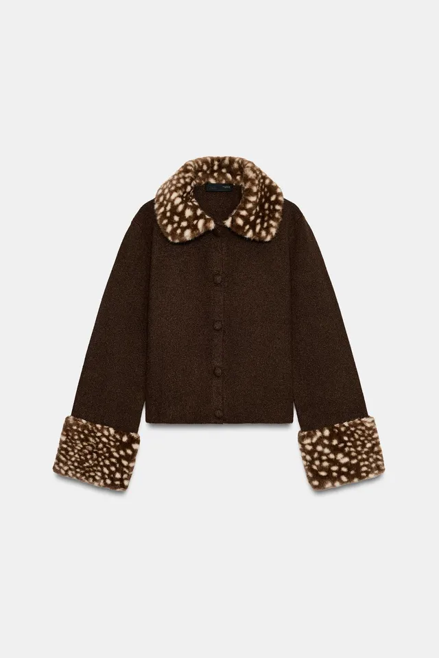 CARDIGAN WITH FAUX FUR TRIM – image 6